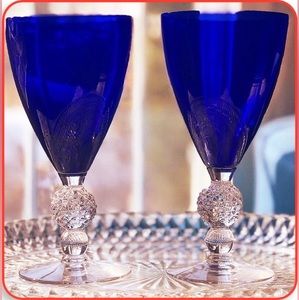 Set of 2 Morgantown Cobalt Ritz Blue Goblets (discontinued)